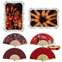 Pack 12 Abanicos Flamencos de Bambú y Tela + 12 Pulseras Bordadas | 4 Modelos | Souvenir España | Regalos Fiesta Temática, Despedida de Soltera, Feria Andaluza, Evento Flamenco - details 6