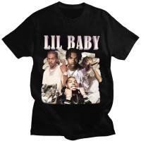 Camiseta Oversize De Algodón Con Estampado Retro Para Hombres Moda Streetwear Harajuku Estilo Hip Hop Rapper Lil Baby - details 0