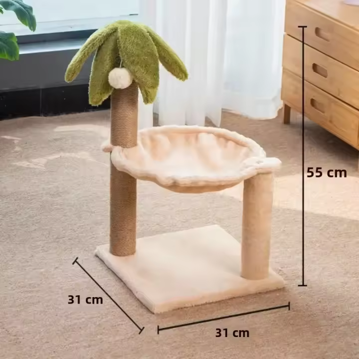 Gimnasio Para Gatos Con Dos Capas Torre De Subida Para Gatos Poste De Rasguño Con Bola Colgante Y Hamaca De Coco Árbol De Gatos Para Interior Madera De Pino Resistente Al Desgaste - 1