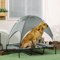 PawHut Cama Elevada para Mascotas Portátil con Toldo Extraíble Tela Transpirable al Aire Libre para Interior y Exterior 122x92x108 cm - details 1