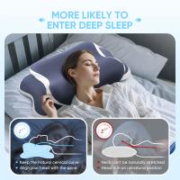 Almohada De Memoria Con Funda De Seda Hielo Para Cervical Ergonómica Suave Y De Baja Reacción Con Dos Alturas Regalo Familiar Para Dormitorio - details 3
