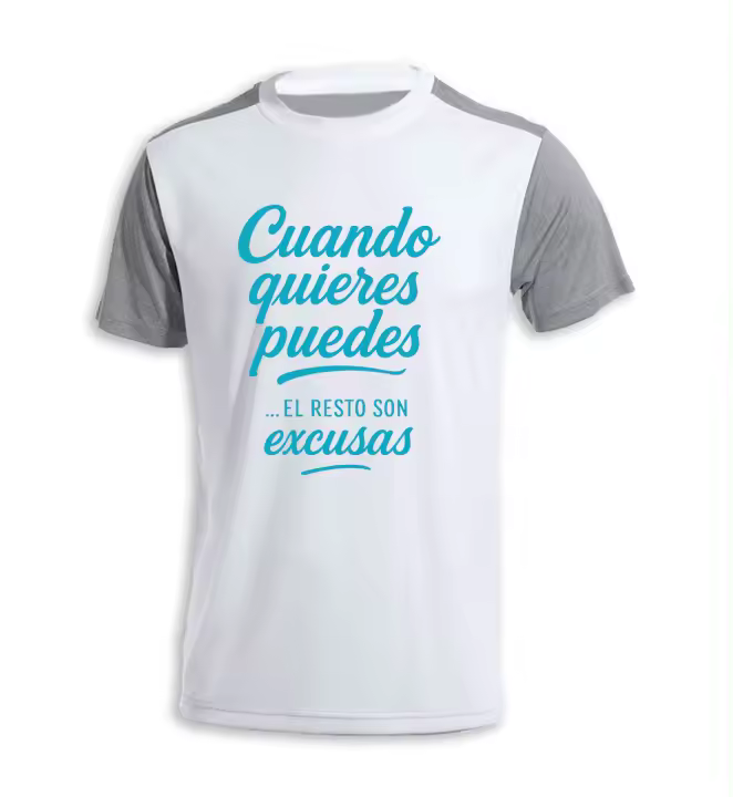 MERCHANDMANIA CAMISETA bicolor frase motivadora cuando quieres puedes tshirt - 1