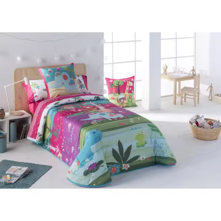 JVR - Colcha Bouti modelo THAI - Tejido 100% Algodón Percal 200 hilos - Estampado digital - Fabricado en España - Cama 80/90/105 - 1