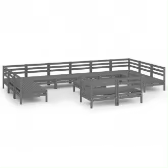 VIDAXL 3083501 conjunto de sofás con mesita en madera de pino para jardín de palés de 13 piezas gris - 1