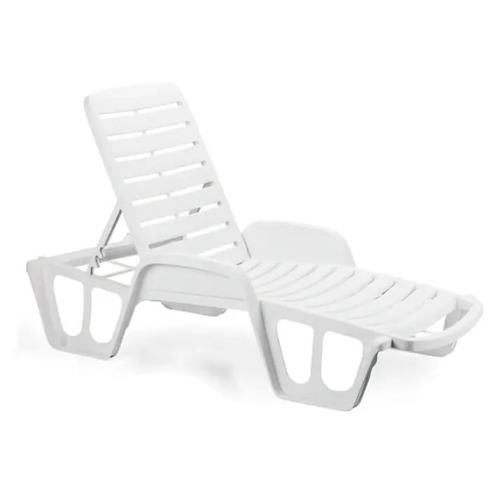 Tumbona Resina Blanca Apilable para Playa y Jardín 71x192x100 Cm - 1