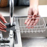 Estante de esponja para fregadero de cocina, caja de almacenamiento sobre el grifo, estante de drenaje de baño colgante desmontable de acero inoxidable, depurador, So, 1 pieza - details 0