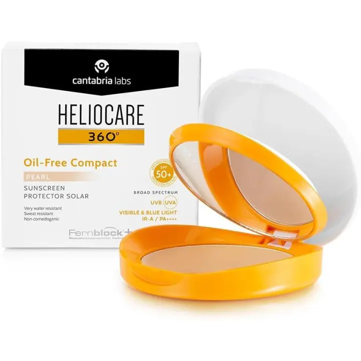 Cantabria Labs Heliocare 360º Color Compacto Oil Free Pearl SPF 50 - Fotoprotección Avanzada con Color, Antioxidante, Formato Compacto, Acabado Mate, para Pieles Mixtas o Grasas, 10gr - 1