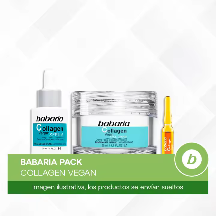 Babaria Pack Collagen Vegan: Crema Reafirmante, Sérum Antiarrugas y Ampollas Lifting con Colágeno Vegetal para Firmeza y Elasticidad (5 unidades x 2ml) - 1