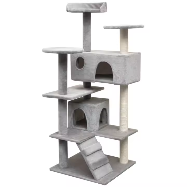 vidaXL Rascador de Gatos con Poste Rascador Sisal Altura 125cm Mascotas Color Beige,  Gris,  Azul oscuro y mas - 1