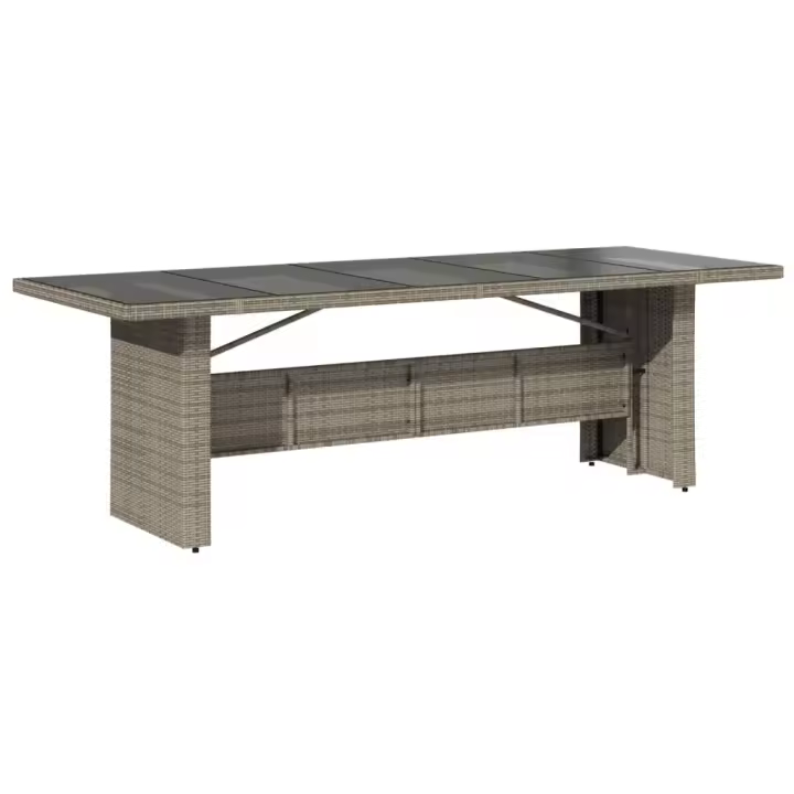 Mesa de Jardín superficie De Vidrio gris 240x90x75 cm - 1
