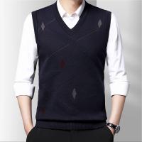 Suéter De Casual Para Hombre Chaqueta Sin Mangas Gruesa Para Otoño E Invierno Suéter De Lana Técnica Estilo Inteligente Con Patrón Geométrico - details 4