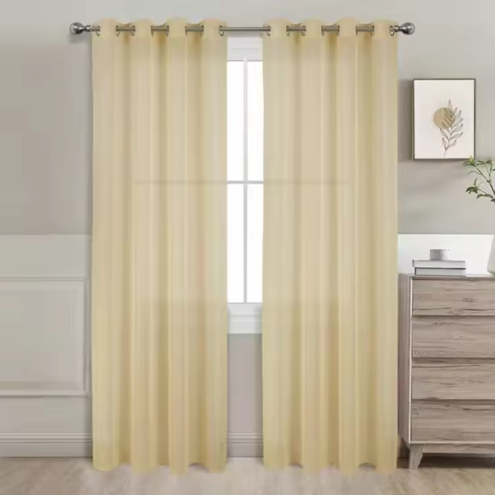 GREATOYAR Cortinas Salon Modernas, Cortinas Visillos Liso, Translúcidas Visillos, Cortinas Poliéster, Cortinas para Sala Cuarto Dormitorio Comedor Cocina Salón, 2 Piezas, 140x220cm / 140x260cm, Marrón/Azul/Beige/Blanco/Rosa/Gris/Morado/Naranja/Rojo - 1