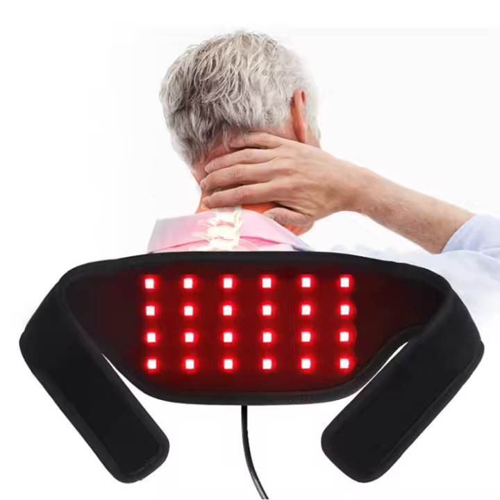 Un instrumento de fisioterapia con compresas calientes de luz roja y masajeador para conservar el calor. - 1