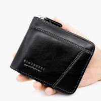 Cartera De Cuero Para Hombre Lujo Monedero Con Bolsillo Para Monedas Y Tarjetas Cierre De Cremallera Antirrobo Regalo Para Hombres - details 17