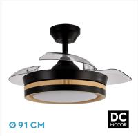FABRILAMP Ventilador Dc Viper Negro/madera 48w 3aspas 91D 4800lm 6vel 3000k,4500k,6000k, Remoto+temporizador+memoria Incluye mando a distancia y dos tijas de 10 y 25 centímetro Productos originales calidad de confianza - details 5