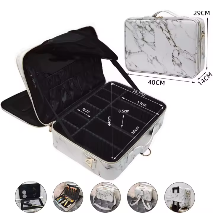New Waterproof Makeup bag For Women PU Leather Professional Large Capacity Travel Storage Cosmetic Case - 1