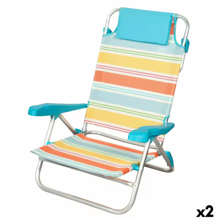Silla de Playa Aktive Multicolor 48 x 90 x 60 cm (2 Unidades) - 1