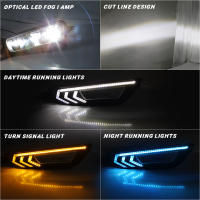 Lámparas De Niebla LED DRL Para Ford Focus 2015-2018 Con Señales Dinámicas De Giro En Blanco Amarillo Y Azul Acero Inoxidable Plateado - details 1