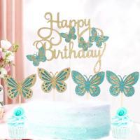Topper De Pasteles De Mariposa Con Lentejuelas Para Cumpleaños De Princesa Decoración De Fiesta De Boda Para Niñas - details 9