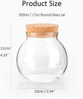 Tarro de Vidrio Redondo transparent with contentio de Corcho para té, Tarro DIY para almacenamiento de Cocina - details 0