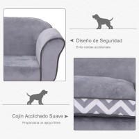 Pawhut Sofá para Mascotas con Patas Cama para Perros de Madera con Cojín Acolchado Acogedora Funda Lavable 73,5x41x33 cm Gris - details 4