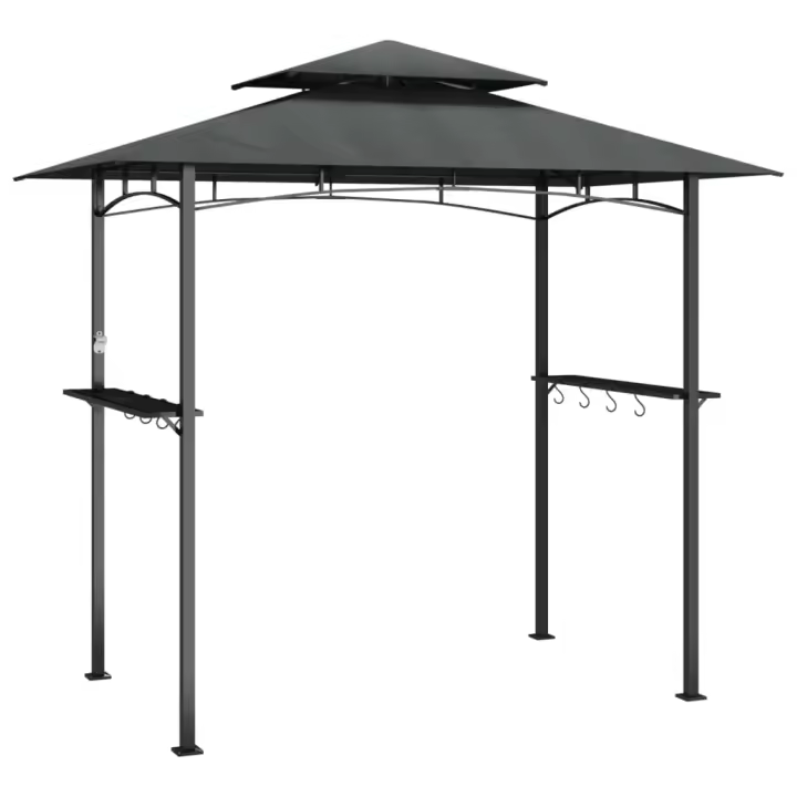 vidaXL Cenador barbacoa estante lateral acero antracita 240x150x243 cm - 1
