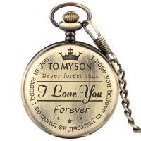 Reloj De Bolsillo Vintage Commemorative Bronce Con Cadena Regalo Reloj Colgante Exquisito 'I LOVE YOU FOREVER' - details 6