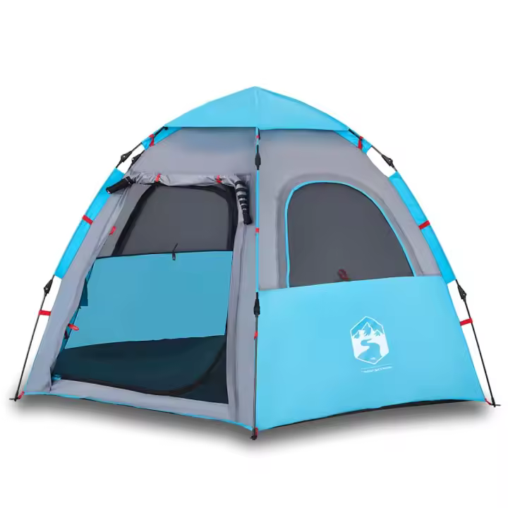 vidaXL Tienda de campaña cabaña 4 personas apertura rápida azul - 1
