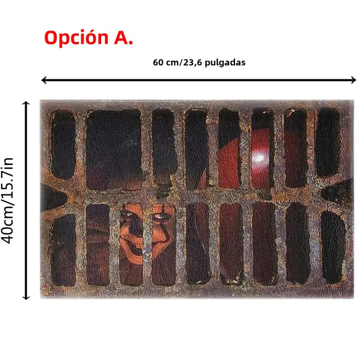Alfombra De Entrada Con Ilusión 3D De Payaso De Halloween Decoración De Fiesta Y Festival Payaso De Alcantarillado Para El Hogar Y Exterior Tamaño Variado Material Poliéster 100% - 1