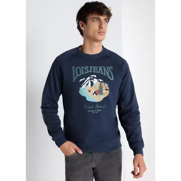 LOIS JEANS - Sudadera manga rangla cuello caja Graphica Illustración - 1