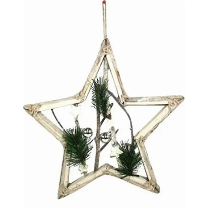 Gerimport Estrella Decoración Navidad Madera 42cm - Adornos Navideños - 1