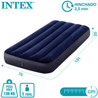 Intex Cama Colchon hinchable  76X191X25CM Altura 25 cm, Colchon hinchable Intex premium,Cama de aire inflable para camping Color Azul oficial y original calidad de confianza - details 2
