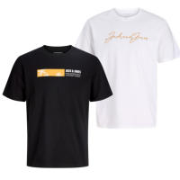 Jack & Jones SS25 Hombre Pack 2 Camisetas de Algodón Mod JORSTAR TEE CREW logo estampado Moda Casual Informal REF 276504 - details 1