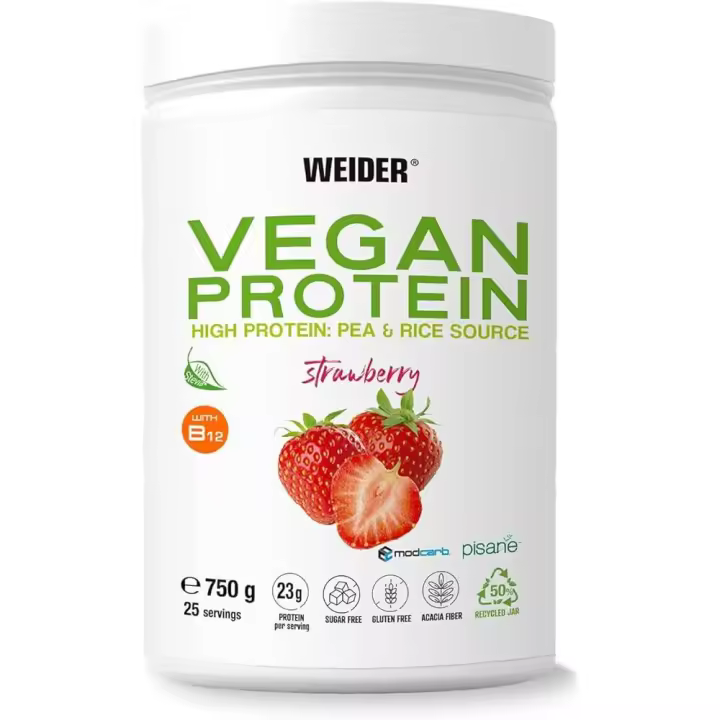 Weider Vegan Protein - High Protein: Pea & Rice Source - 750 grs Strawberry - 1