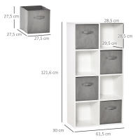 HOMCOM Estantería para Libros de 8 Cubos Librería Modular con 4 Cajones Extraíbles de Tela no Tejida para Oficina Estudio Dormitorio 61,5x30x121,6 cm Blanco y Gris - details 2