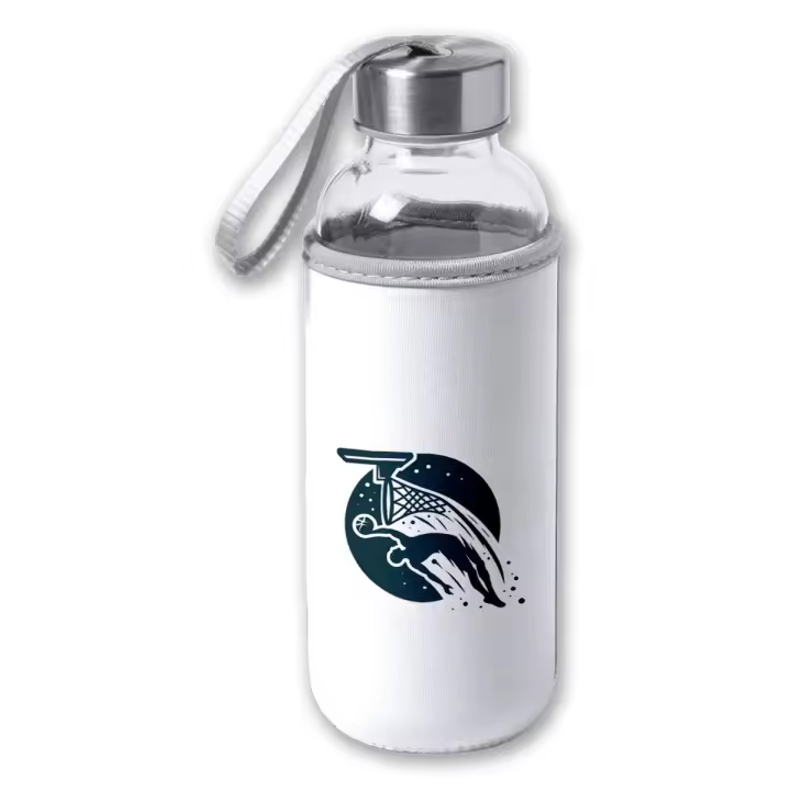 MERCHANDMANIA BIDON DE 420 ML CON FUNDA DE NEOPRENO logo baloncesto deporte balon jugadores tapon seguridad - 1