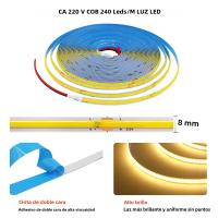 Tira De Luz LED COB Flexible 220V Super Brillante 240LEDs/m 5m-20m RA90 3000K-6000K Iluminación Lineal Para Sala De Estar - details 3