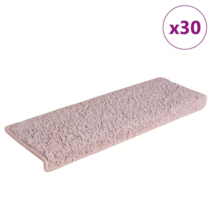 vidaXL Alfombrilla escalera 30 uds 65x21x4 cm Blanco y rosa - 1