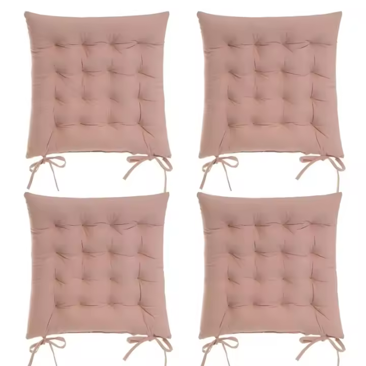 Dcasa Set de 4 cojines acolchados para silla rosas de antelina de 40x40 cm - 1