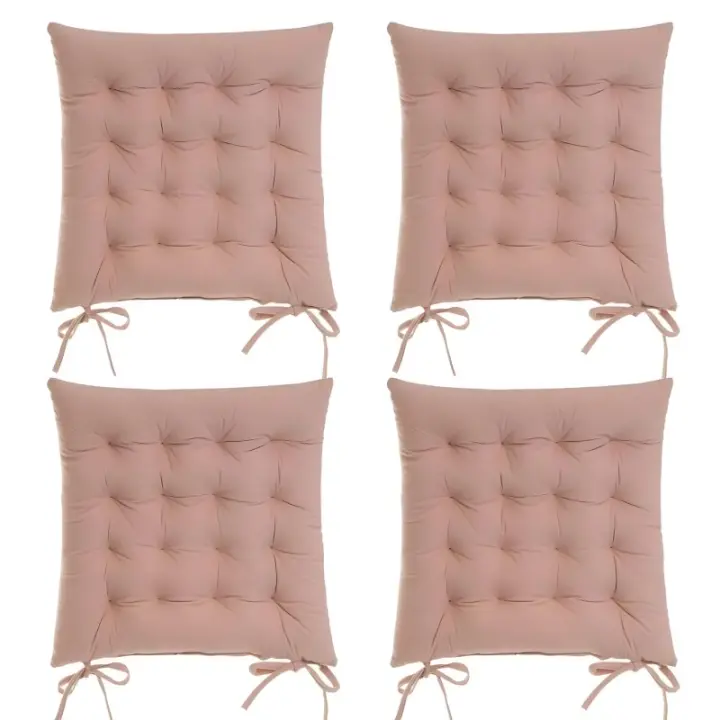 Dcasa Set de 4 cojines acolchados para silla rosas de antelina de 40x40 cm - 1