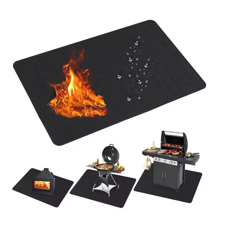1pc Alfombra De Asador Resistente Al Fuego Para Proteger Tu Piso Y Patio De Grasa Y Aceite Ideal Para Barbacoas a Leña Y a Gas - 1