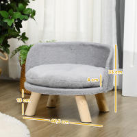PawHut Cama Elevada para Perros Cama para Perros y Gatos Miniaturas con Cojín Lavable y Marco de Madera y Alfombrillas Antideslizantes para Interior Ø40,5x33 cm Gris - details 2