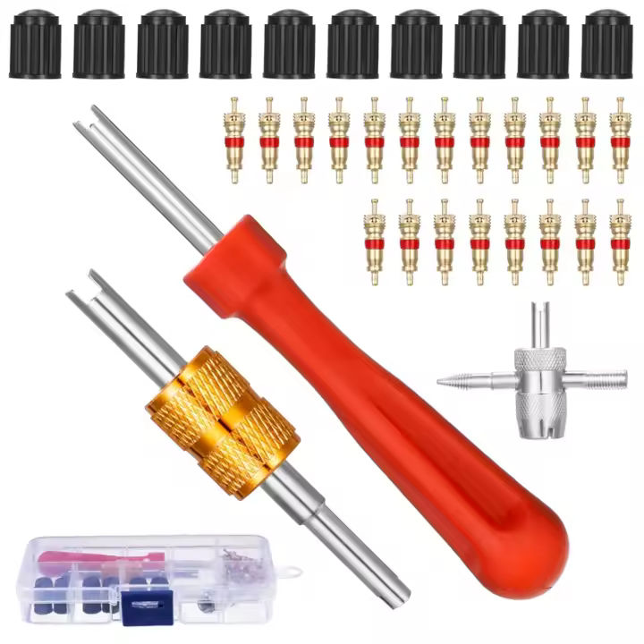 Herramienta De Remoción De Válvula De Neumático 30pcs/set Para Camiones Y Motocicletas Herramienta De Limpieza De Válvulas De Neumático Set De Reparación De Neumáticos - 1