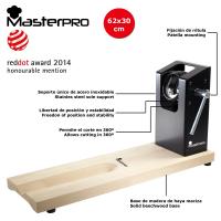 Jamonero BERGNER MASTERPRO de madera con soporte en acero inoxidable - Cortador de jamón en voladizo de 62x19,5x3,3 cm - details 2