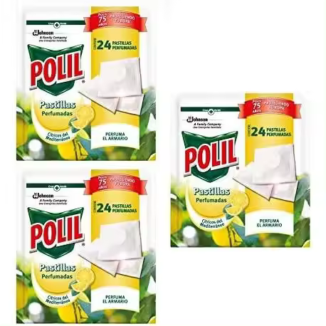 Polil Antipolillas Bolsitas Perfumadas Aroma Cítricos del Mediterráneo 24U - Pack3: Bolsitas antipolillas con un frescor cítrico, protegiendo tu ropa con fragancia. - 1
