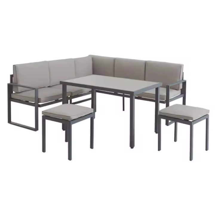 Conjunto de jardín Córcega - 2 Sofás + 2 Bancos + 1 Mesa - 1