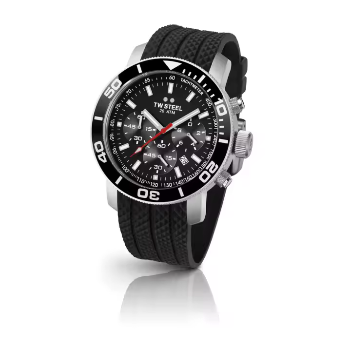 Reloj TW STEEL TW701 - Movimiento 6S20 Crono - Acero 316L - Resistente Al Agua - Correa de Silicona - 1