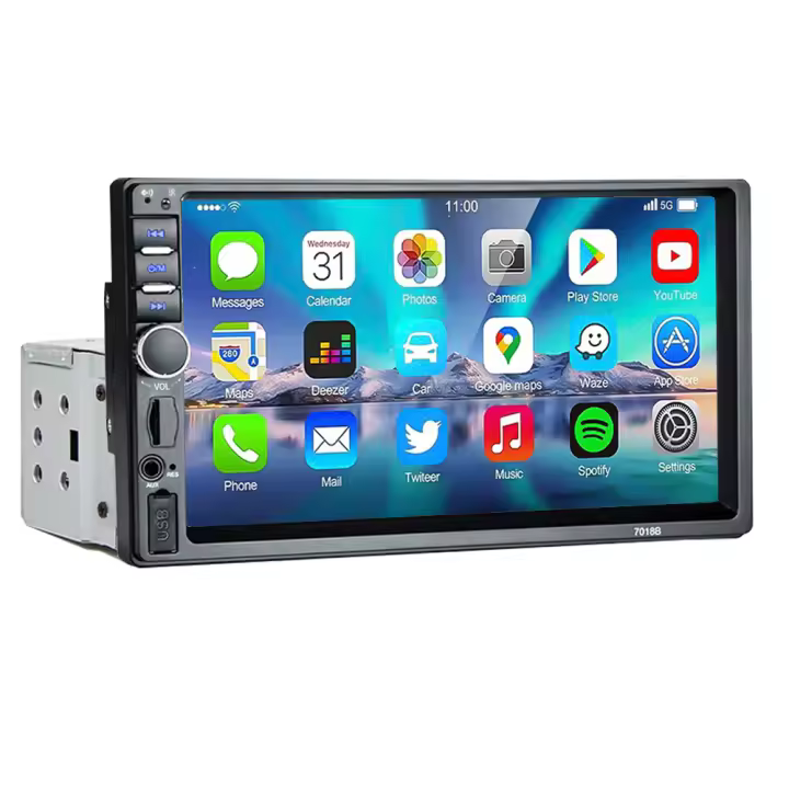 Reproductor Multimedia MP5 Para Coche HIPPBQCC 7 Pulgadas 1 DIN Pantalla Táctil FM ISO Entrada Auxiliar Bluetooth USB Línea De Espejo Autoradio - 1