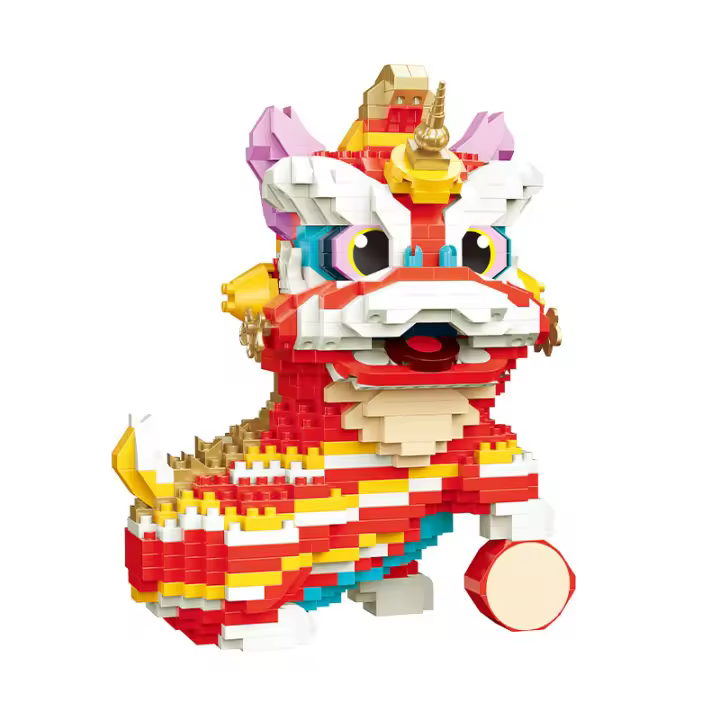 Bloques De Construcción Micro Para Niños Dragón Y León Danzantes De Festivales Tradicionales Chinos Juguete Educativo De Modelado - 1