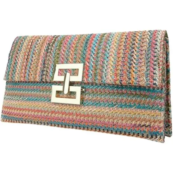 Bolsos de mano de paja para Mujer, estilo vintage de Verano, para Playa, tejido de mimbre, type sobre de trinquete para Bodas. - 1